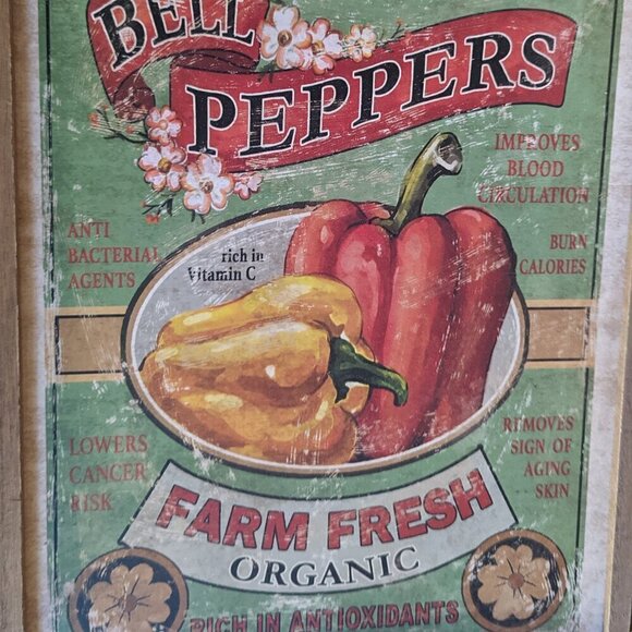 NWT Bell Pepper Farm Fresh Vegetable Print Farmhouse Rustic Wall Decor Michael's - Picture 2 of 7